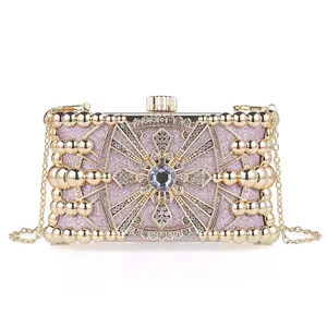 Luxury Rhinestone Art Deco Clutch Bag Gold Evening Party Handbag with Chain Sparkling Design Women's Rhinestone Sparkle Clutch shoulder clutch money bag