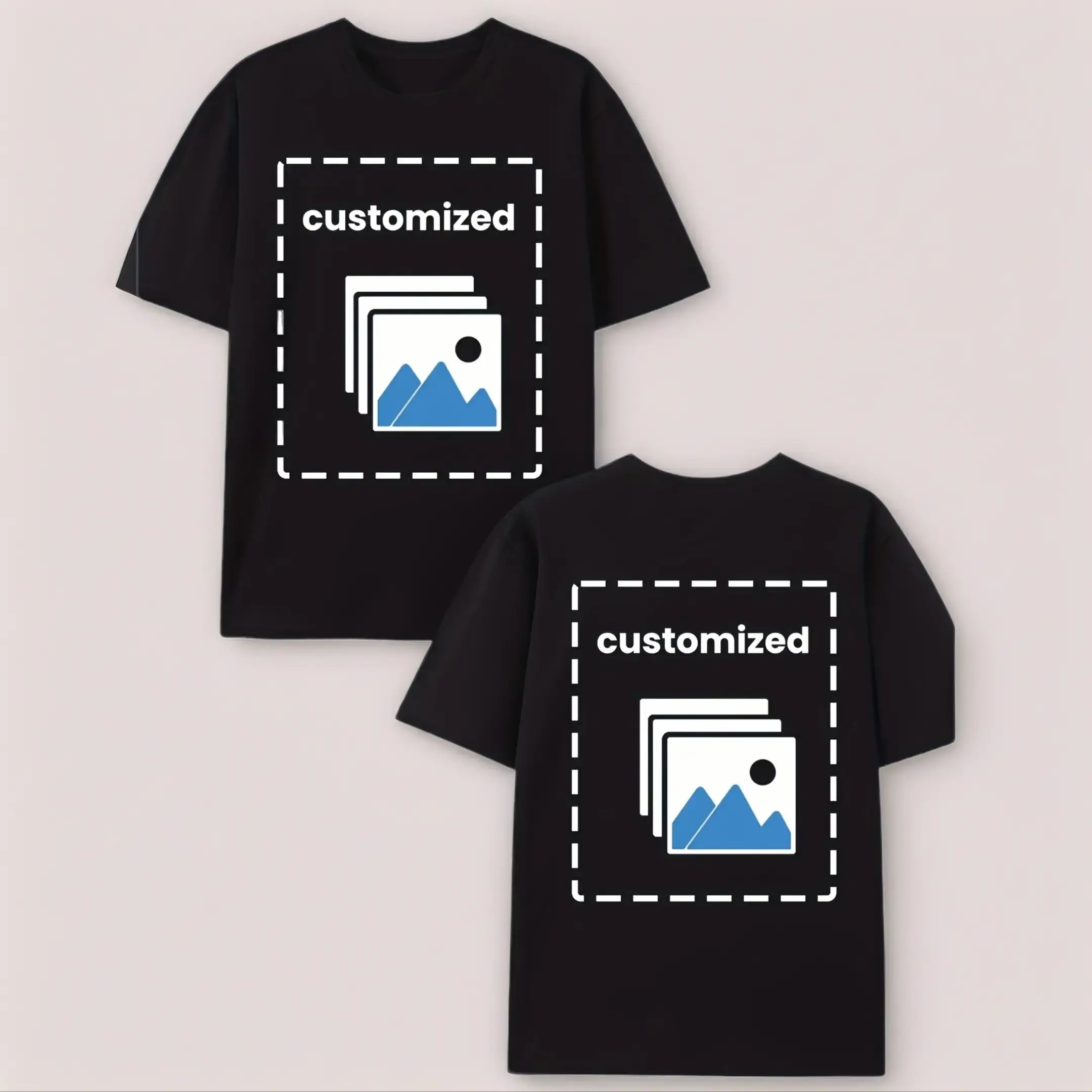 Custom Double-Sided Personalized Photo T-Shirt Retro Style Round Neck Short Sleeve with Custom Front & Back Printing - Add Your Own Photos & Designs - Unisex Adult Sizes for Men & Women - Soft Comfortable Casual & Sportswear - Machine Washa