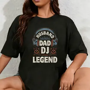 100% Cotton Unisex Husband Dad DJ Legend Funny Disc Jockey Father's Day Retro T-Shirt