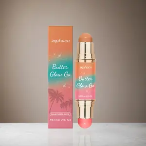 7.6g Multi-Use Contouring Stick, + Peach Color, Dual-Ended Soft Matte Finish, Portable Makeup Blender, Face Cosmetics