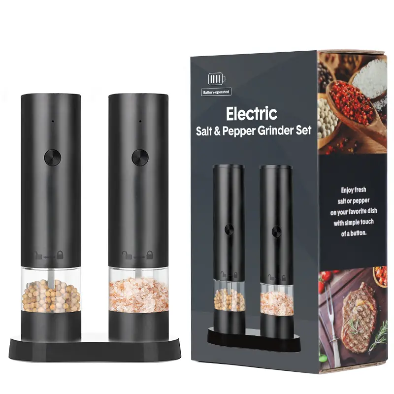 Electric USB rechargeable black pepper and sea salt grinder，kitchen countertop, home cooking, steak seasoning, dining table use