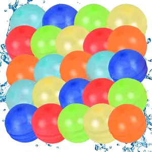 24PCS Reusable Water Balloons, Self-Sealing Silicone Water Bomb, Refillable Water Balls for Boys and Girls, Outdoor Summer Water Toys Pool Beach Park Yard