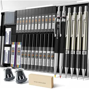 Mechanical Pencil Set with Case 37 Count, Drawing Pencils 0.3, 0.5, 0.7, 0.9MM & 2 count 2MM Sketching Pencils with 492 count Lead Refills (6B 4B 2B HB 2H 4H Color) for Artist Drafting Drawing