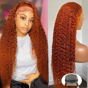Bling Hair Ginger Orange Wig Human Hair 13x6 Deep Wave Lace Front Wigs 180 Density Hd Lace Curly Orange Wig Glueless Wigs Human Hair Pre Plucked Pre Cut With Baby Hair