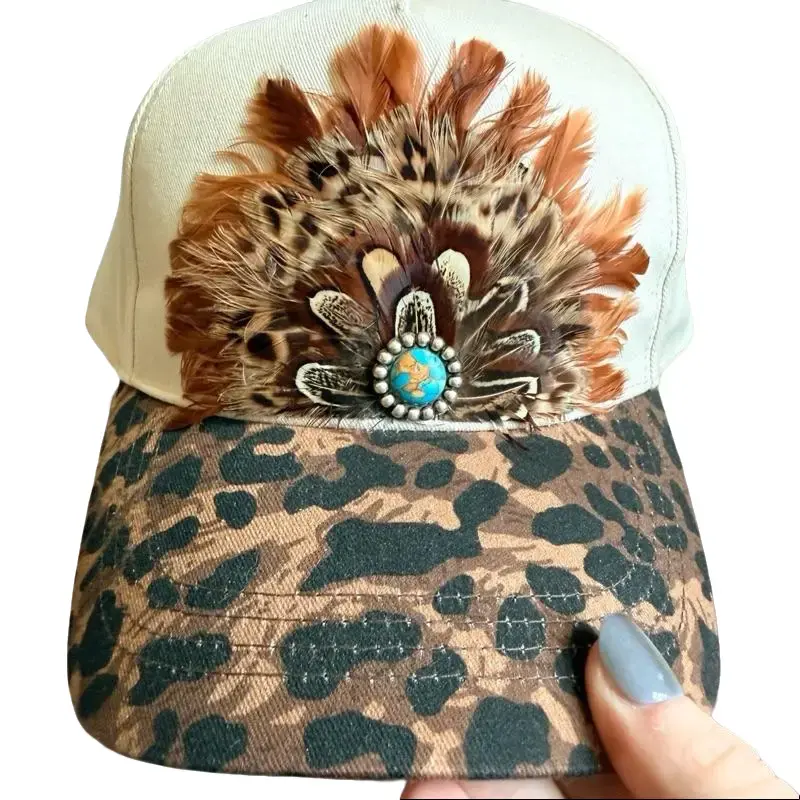 Handmade Feather Western Trucker Hat | Cowgirl Fashion Hat