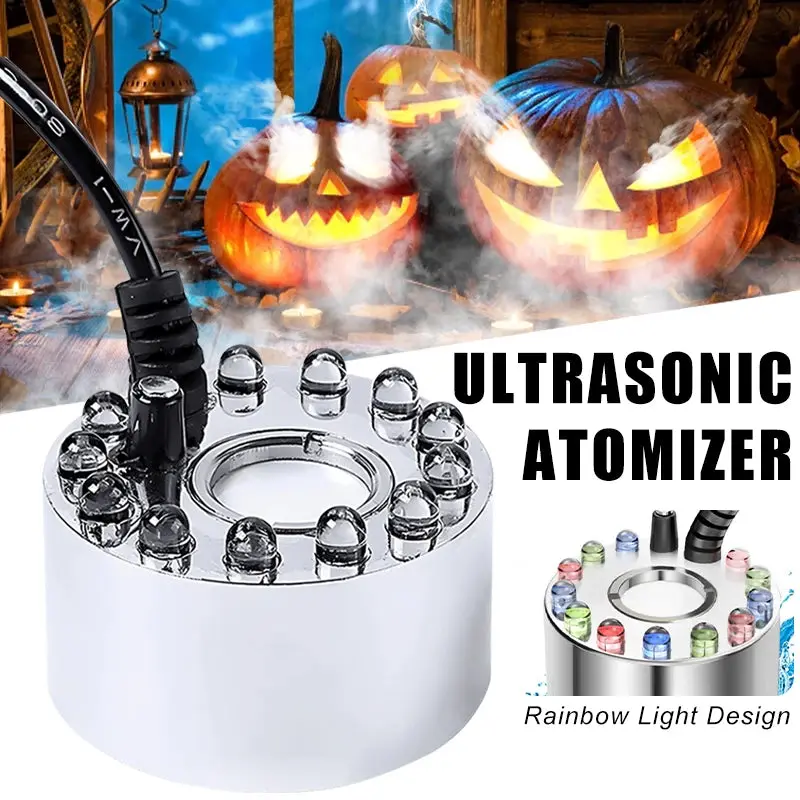 Mini LED Fog Machine with Color-Changing Lights – Ultrasonic Mist Maker for Halloween, Christmas & Party Decor