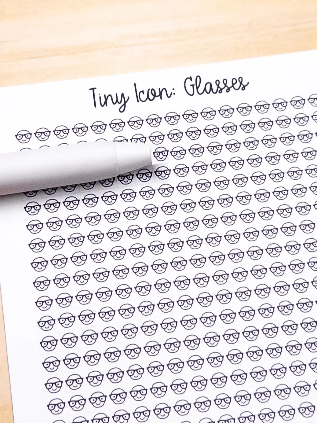 Tiny Icon: Glasses Doodle Functional Sticker Sheet 5 mm Square Work Nerd Cute Face Reading Studying School Geek Eyeglasses Bujo Matte