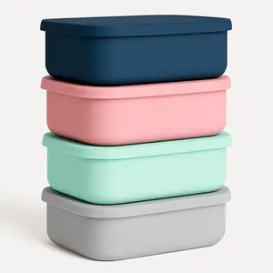 Meal Prep Bento Box Set Set of 4 Silicone Bento Lunch Box - Microwave, Oven, Dishwasher and Freezer Safe