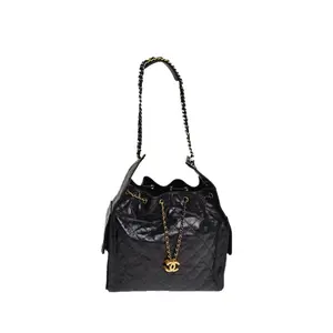 Pre-owned CHANEL leather Tote Bags 25BAG Underarm Single Shoulder Bag, Medium Size, 40*30, Black, C, Chip Open, Gold Clasp