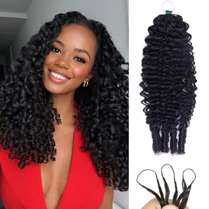 Bling Hair Raw Burmese Curly Human Hair Crochet 22 Inch Knotless Pre-Separated Crochet 3c4a Water Curly Hair Lightweight Reusable Virgin Hair Extensions for Women Natural Black Color