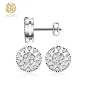 Unimoiss Radiant Cut Round Lab-Created Moissanite Stud Earrings, VVS/7A Grade, S925 Sterling Silver, Multi-Stone Setting, Perfect Unisex Gift for Birthday, Anniversary, Mother's Day, Wedding & Daily Wear