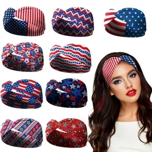 3-Pack American Flag Sweatbands – Elastic Sports Headbands, Perfect for Gym, Running, Yoga, and Independence Day.