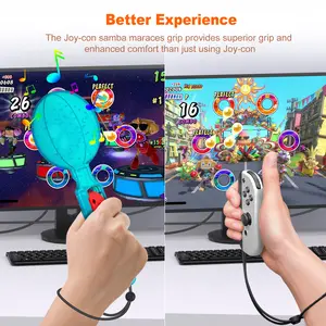 Switch Joy Con Controller Grips, Switch Hand Grips for Samba de Amigo Party Central,Samba Maracas Switch Sports Game Accessories (Luminous Blue) Adjustable Colorful