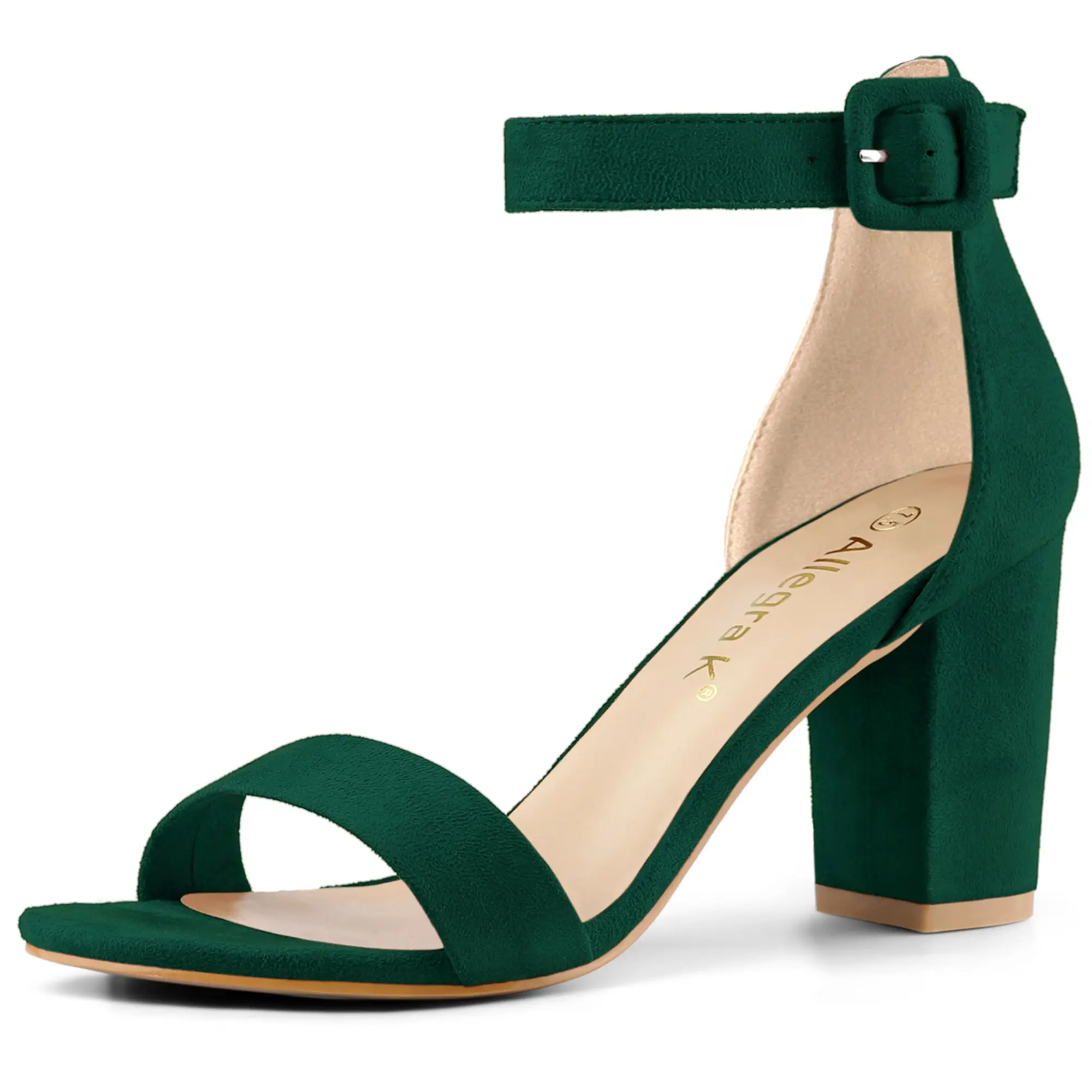 BLISSFUL STEP High Chunky Heel Buckle Ankle Strap Sandals