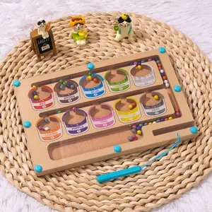 Magnetic Color & Number Maze Toy, Montessori Learning Toy for Kids Aged 3 and Under, Wooden Classification Puzzle Game, Montessori Puzzles Gift, Maze Board
