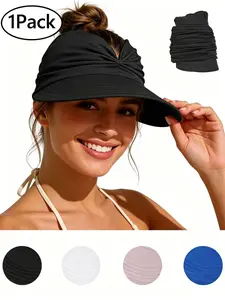 Women's Solid Color Sun Hat, Casual Outdoor Sun Protection Cap for Women & Girls, Fashion Accessories for Daily Wear, Lightweight Sun Hat, Fashion Matching Hat, Polyester Outdoor Headwear