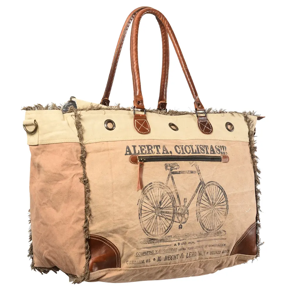 OHLAY KB409 TOTE Upcycled Canvas Genuine Leather women bag western handbag purse