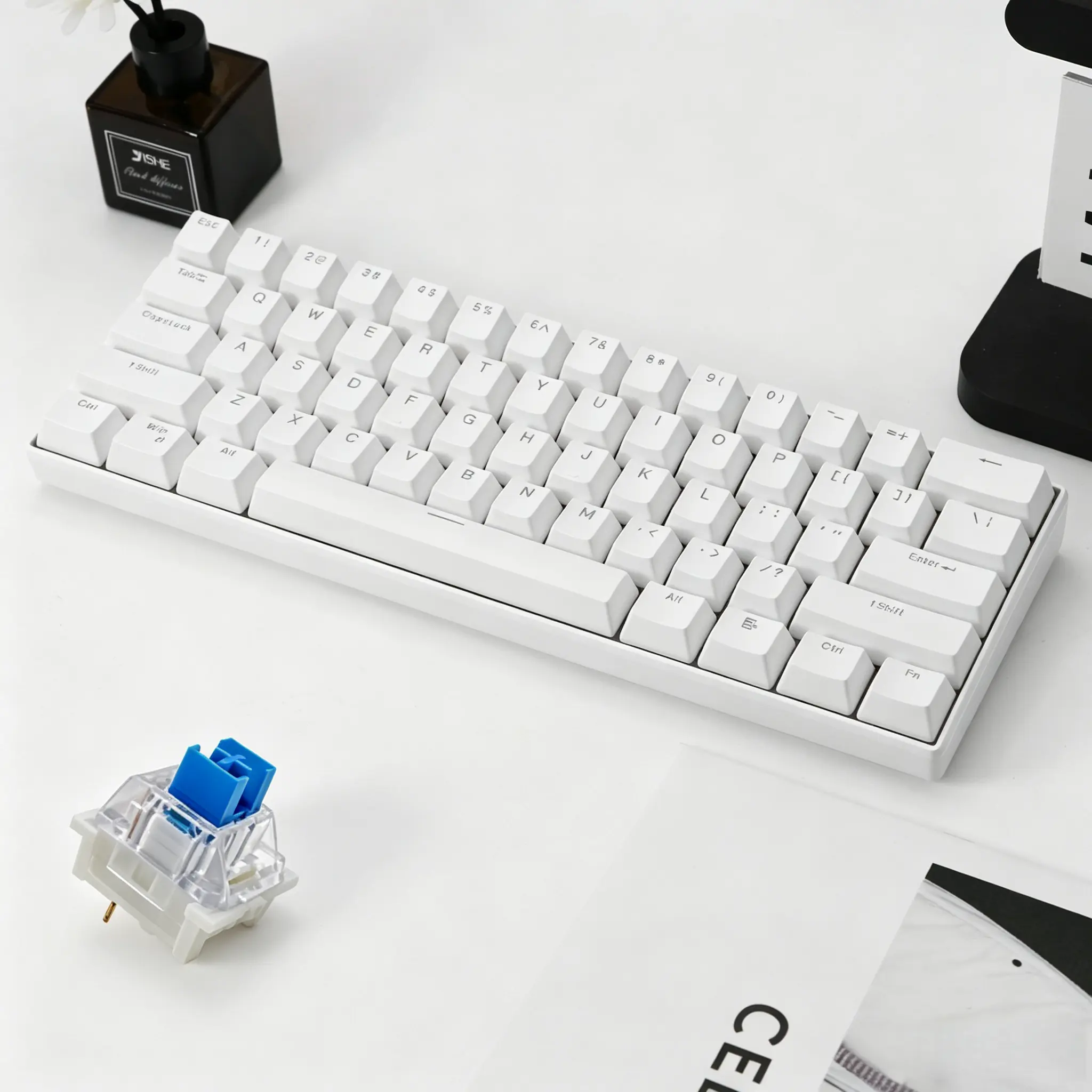 KAVLORN KL61 60% Hot-Swappable Mechanical Gaming Keyboard - 61-Key Blue Switch, RGB Backlit, Wired, PBT Keycaps for PC, Mac, Laptop