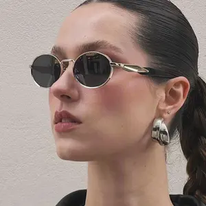 Oval Small Frame Sunglasses for Women, High-End Brand, European and American Style, Trendy, UV Protection Sunglasses