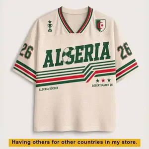 Algeria Soccer Jersey, Retro Desert Football Shirt, Custom Name Number Jersey, Algerian Fan Gift, Game Day Soccer Outfit