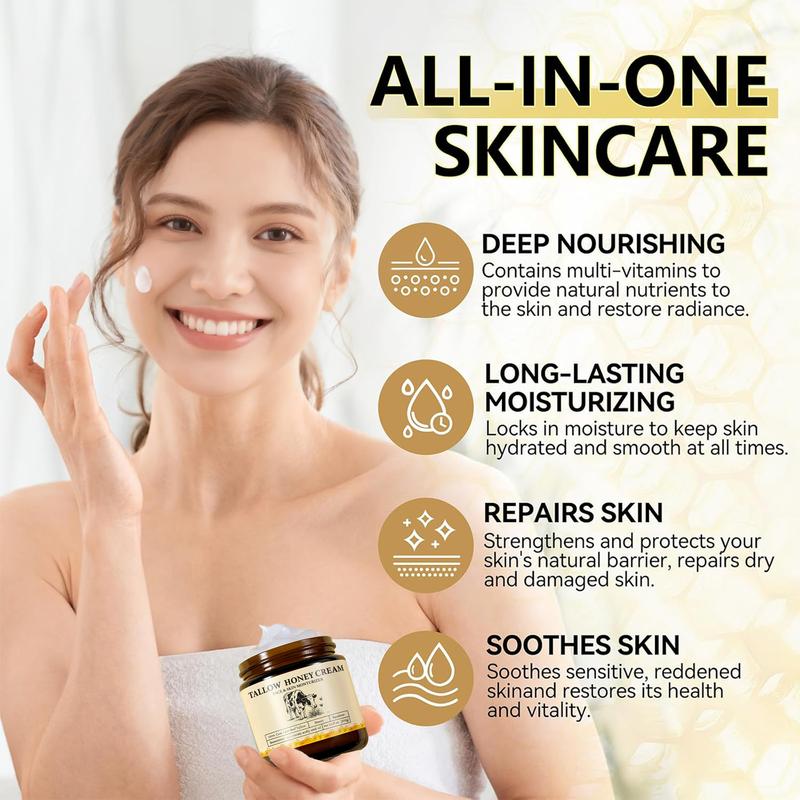 2Bmagic Tallow Honey Cream – Labor Day Weekend Skin Repair Balm, Hydrating Moisturizer for Dry Skin, Eczema, Cuts & Bruises Body Care Gentle Jojoba Sensitive Soothing