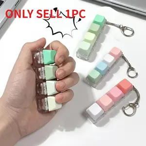 4-Key Mechanical Keyboard Keychain with led light - Portable Fidget Keychain with Colored Keys for Office, Travel, and Stress Relief - Attachable to Keyring