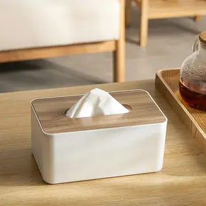 Japanese-style wooden tissue  for living room tabletop; minimalist plastic pull-out tissue box; creative multifunctional household mask holder jewelry box
