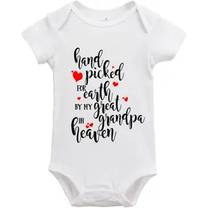 Hand Picked for Earth by My Great Grandpa in Heaven Boys and Girls Universal Short Sleeve Onesie Bodysuits