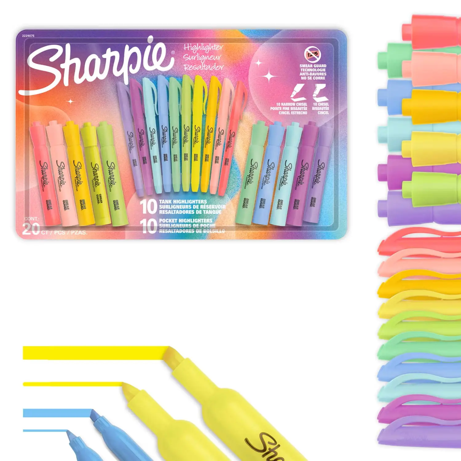 Sharpie Highlighters Variety Pack, Tank and Pocket Highlighters, Chisel Tip, Assorted, 20 Count
