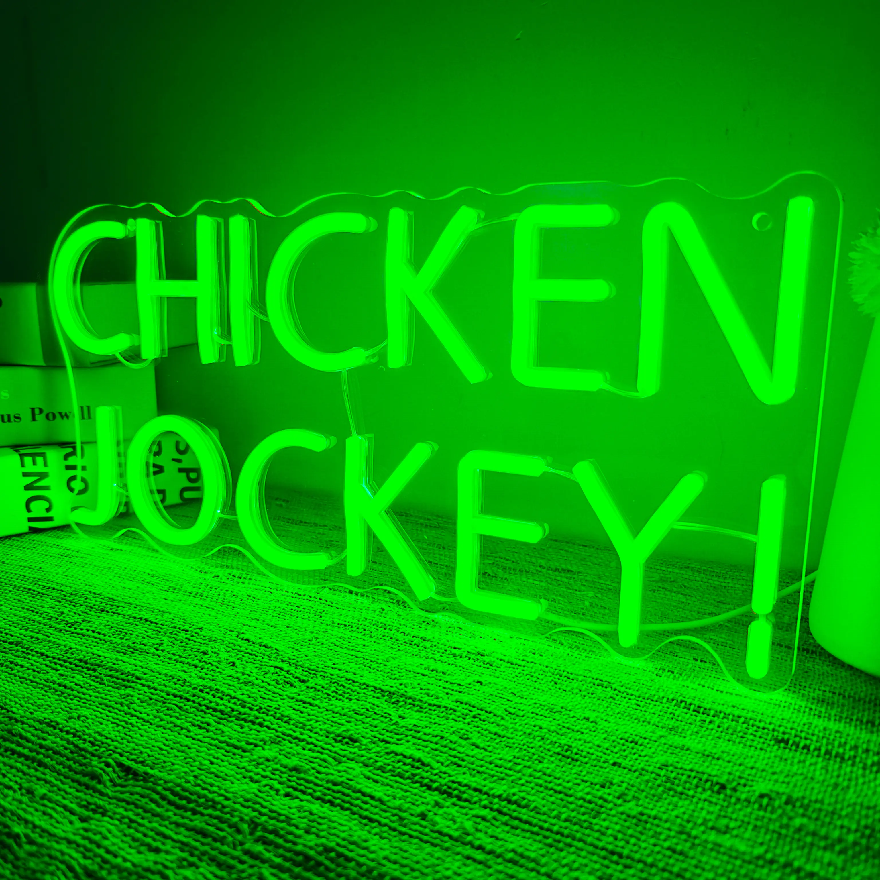 "CHICKEN JOCKEY!" & Creeper Face MC LED Neon Sign – Premium Green Gaming Wall Decor, Rare Mob Night Light for Gamers, Bedroom, Game Room, Man Cave Wall Art Decor, Christmas & Birthday Gift for MC Fans