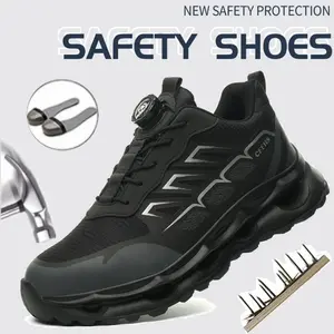 Indestructible Protection Shoes Men's Rotary Button Steel Toe Safety Work Boots