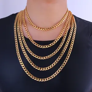 U7 5/7/9/12mm Miami Cuban Link Chain for Men Women Punk Curb Chain Necklace Stainless Steel Hip Hop Jewelry
