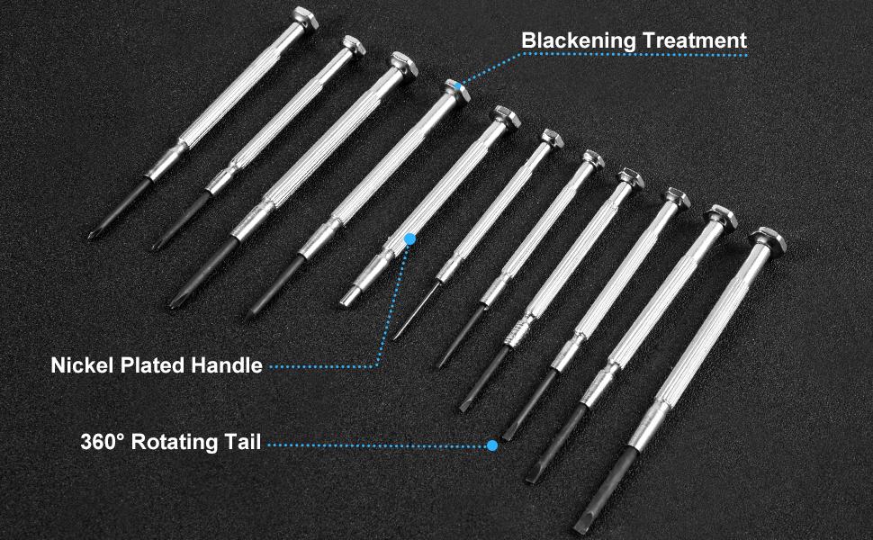 11 Pcs Small Precision Screwdriver Set, Tiny Screwdriver Set, Mini Screw Driver Kit with Slotted and Phillips Heads, Ideal for Watch, Eyeglasses, Toys, Electronics, Computer Repair