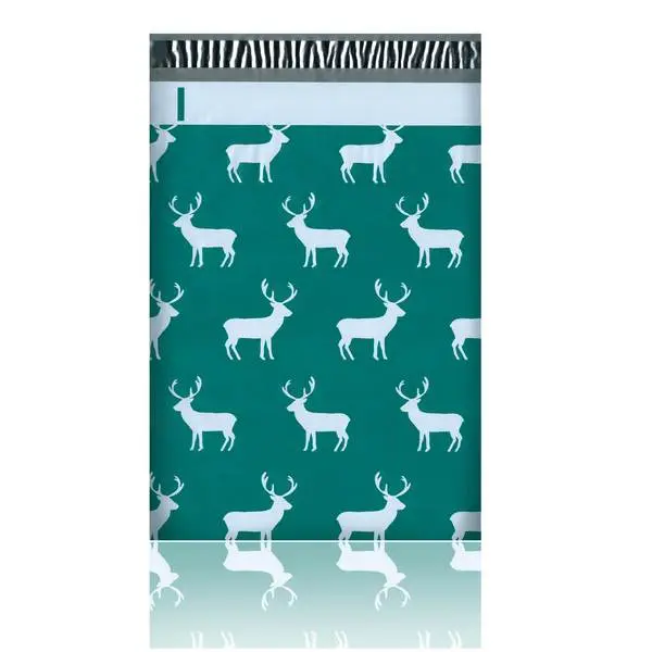 Christmas Reindeer Green Deer Poly Mailers Size 10x13 Shipping Bags
