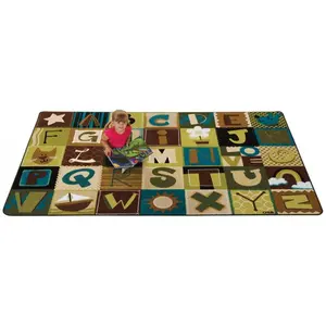 212 MAIN Nature-Themed Alphabet Blocks Learning Rug, 4 ft. x 6 ft. Rectangle Toddler Kids Play Rug (Model 11724), Toddler Rug