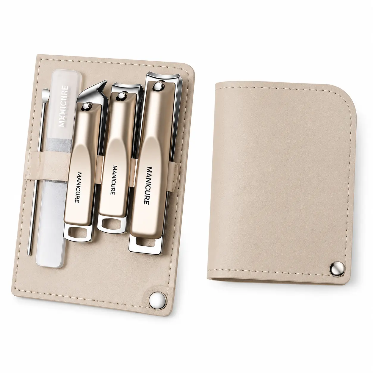5-Piece Nail Clipper Set with PU Leather Case, Carbon Steel Fingernail & Toenail Clippers, Portable Manicure Kit for Men & Women