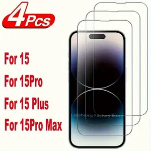 4 Pack Full Coverage Hydrogel Screen Protector for iPhone 15-16: Flexible TPU + Glass 3D Curved Edge