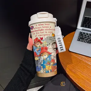 530ML/ 17.92oz Paddington Bear Marmalade Sandwich Pattern Print Phone Case, Coffee mug with straw and lanyard, Insulated Tumbler, 316 stainless steel, keeps drinks hot & cold, Portable travel & sports cup, home and outdoor activities