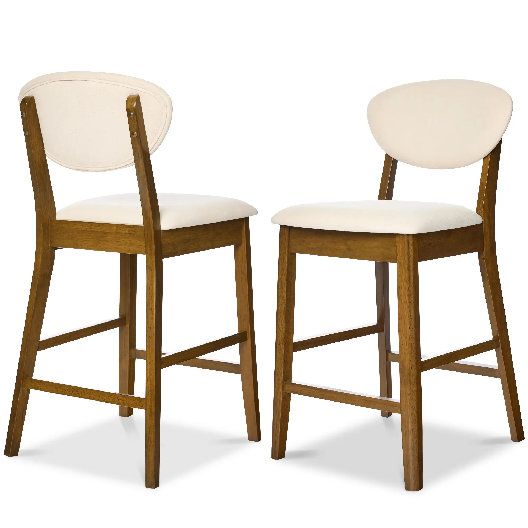 Best Choice Products 2-Piece Mid-Century Modern Wood and Upholstered Counter Height Bar Stool Set
