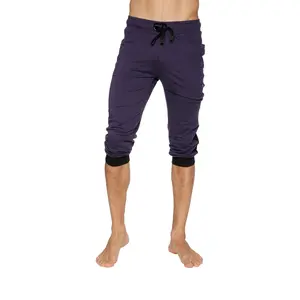 Cuffed Yoga Pants (Eggplant w/Black)
