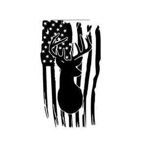 Deer silhouette American flag vinyl window decal