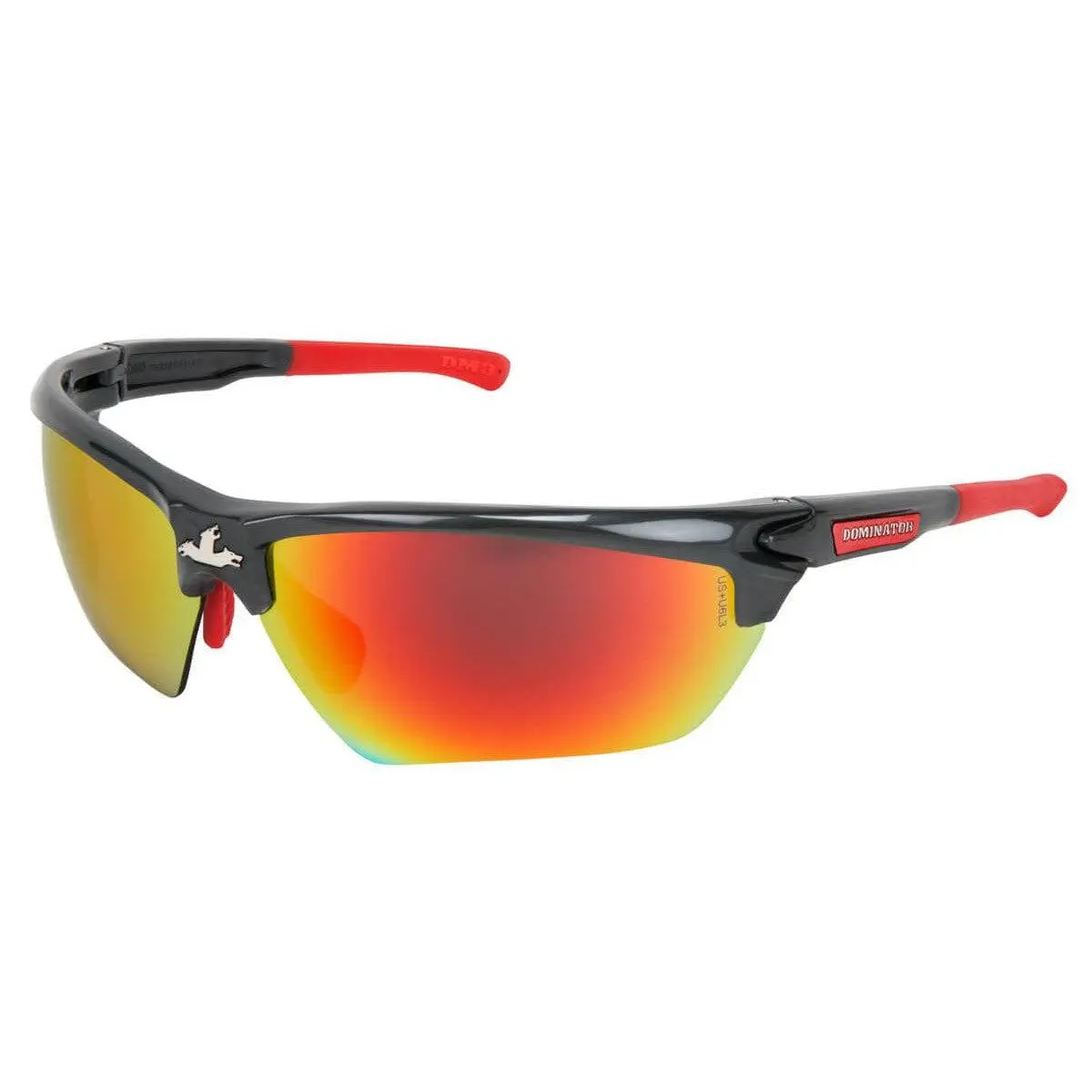MCR Safety Dominator 3 Protective Eyewear, Gunmetal-Colored Frame, Fire Mirror Lens, Work Safety Gear