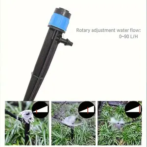 Adjustable 360-Degree Water Flow Drip Irrigation Emitters with Rotary Control - 4mm/7mm Tubing Compatible, Micro Spray Fan Shape for Home Garden, Plastic Material, Efficient Watering Solution|Rotary Controlled Irrigation|Plastic Drip Emitters
