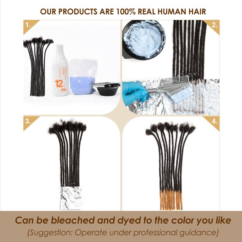 CCLG  Loc extension 100% Human Hair Handmade Dreadlock Extensions | Dyeable & Bleachable | 0.4-0.8cm Width | 4-12 Inches | Perfect for locrepair add Length & Thickness Boost locjourney basic style