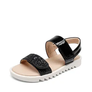 DREAM PAIRS Kids' Fashionable Glittering Strap PU Velcro Flat Sandals for Girls, Girls' Footwear Sandals & Flip Flops, Fashionable Sandals