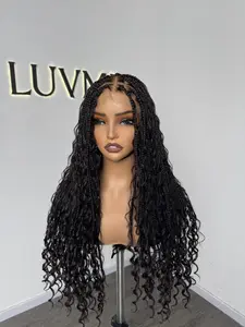 Luvme 26" Full Lace Knotless Braided Wig Boho Curls  Long Wig Super Natural Scalp Flexi-Fit Invisi Drawstring Cap