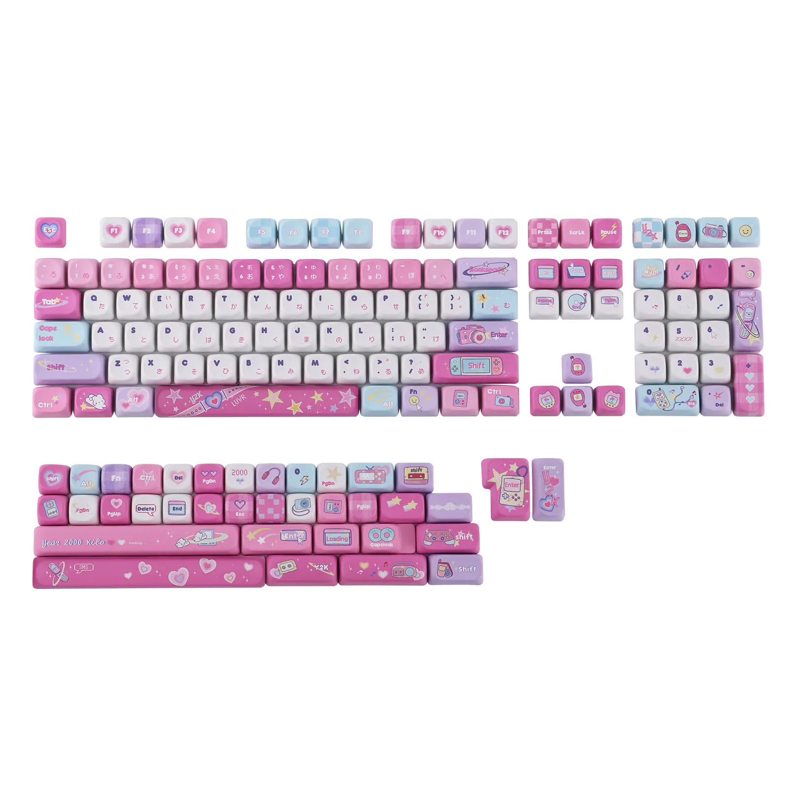 KiiBOOM x Elyxirine Digital Dreams: Pastel Y2K Keycap Set 144 MOA Profile Keycaps 5-Side Dye-Sublimation PBT for ANSI/ISO Layout keyboard accessories TikTokShopDealsforYouDays