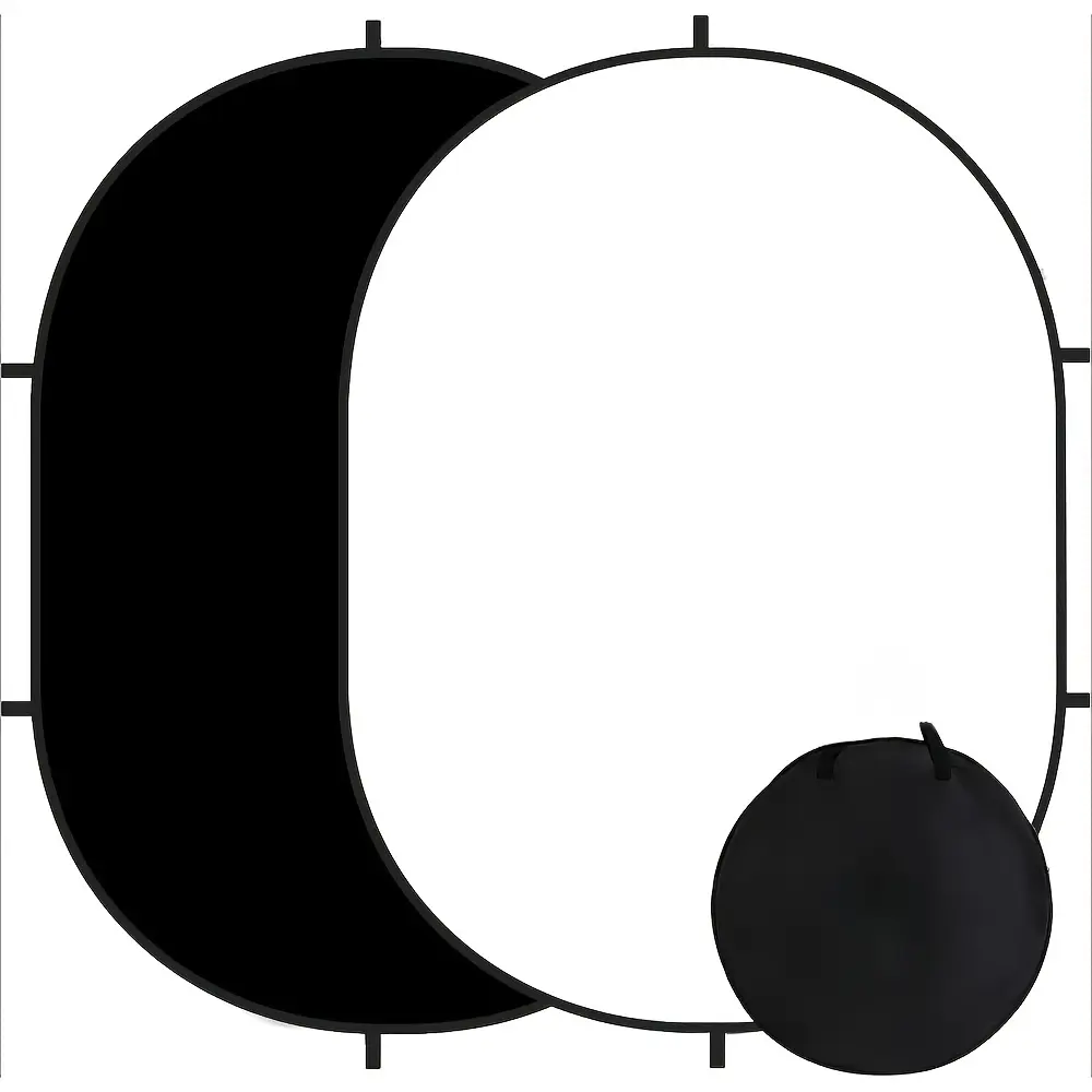 Black White Backdrop 59 x 39.3 in Pop Up Collapsible Background