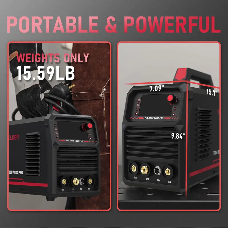 YESWELDER TIG-200P-ACDC-PRO Hybrid AC/DC Aluminum TIG Welder 200Amp | AC TIG/DC TIG/Mix TIG/Spot TIG/Pulsed TIG/Stick | HF Start 110/220V Dual Volts Welding Machine with Pulse 5