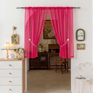 4 Piece Faux Linen Polyester Linen-Look Semi-Sheer Rod-Pocket Drapes Curtains, 34x63 Inch Solid-Color , Breathable Lightweight Premium Window Treatments, Suitable for Bedrooms, Living Rooms L21